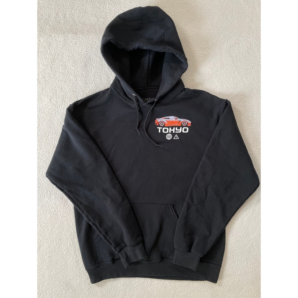 Bowery Mens Medium Hoodie Black Tokyo JDM Car Graphic Go Faster In Control‎